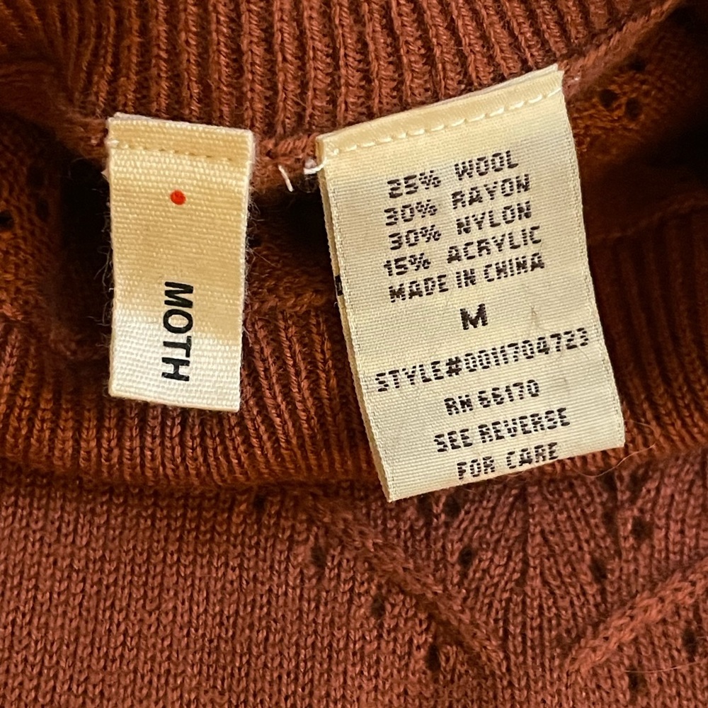 Moth Rust-Colored Mock Turtleneck, M - image 5